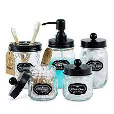 Trays keep all your fragrances together rather than haphazardly spread out on a counter. Buy Mason Jar Bathroom Accessories Set 5 Pcs Bathroom Sets Includes Foaming Mason Jar Soap Dispenser Toothbrush Holder 3 Apothecary Jars For Country Countertop Rustic Farmhouse Decor Organizer Black Online In Vietnam B08vhwht7w