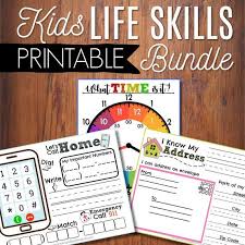Life Skills For Kids Printable Bundle Learn To Tell Time Phone Number Game Address Activity Preschool Printables Homeschool Curiculum Life Skills Kids Life Skills Lessons Life Skills