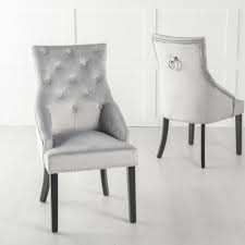 Light Grey Velvet Knockerback Dining Chair Dining Chairs Chair Furniture Uk