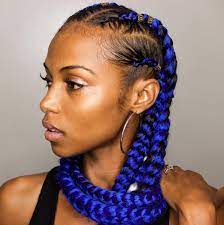 Bright Blue Cornrows Goddess Braids Hairstyles Goddess Braids Braided Hairstyles