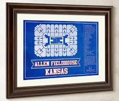 Kansas Jayhawks Allen Fieldhouse Seating Chart College Basketball Blueprint Art
