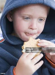 Enjoying A Smore Stock Photo