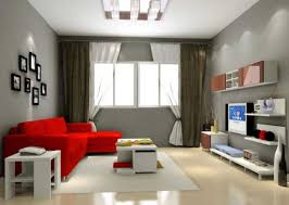 Cool Gray Living Room Color Ideas With White And Brown Window Curtains Furnished With Red Living Room Color Brown Living Room Decor Modern Living Room Interior