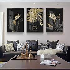Abstract Golden Leaves Canvas Painting Nordic Plant Leaf Poster Wall Art Painting Pictures For Li Living Room Canvas Wall Canvas Painting Living Room Pictures