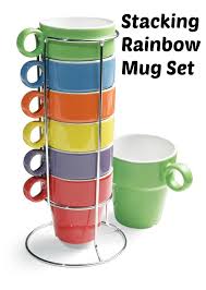 7 Piece Stacking Rainbow Mug And Stand Set From Collections Etc Mugs Mugs Set Collections Etc