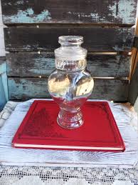 Great home decor accent by filling with flowers, shells, or pomanders balls. Vintage Glass Apothecary Jar Dakota Tiffin Clear Glass Medical Etsy