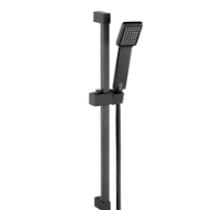 Square Design Shower Slider Riser Rail Kit With Handset And Hose - Black