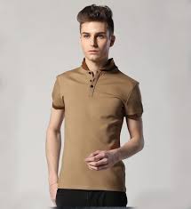 Free shipping for many items! Polo Homme Marron Deux Tons Bordure Manches Courtes