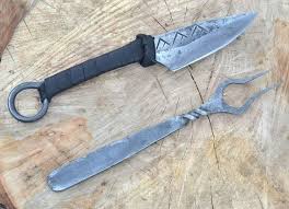 Hand Forged Cutlery Set Knife And Fork Celtic Viking Medieval Sca Re Enactment Historical Historic Celts Knives Smithy Smith Forg Cutlery Set Knife Hand Forged