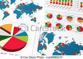 Charts Graphs And Diagrams With World Maps