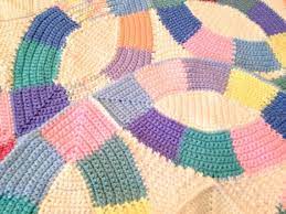 Afghan Hand Crocheted Double Wedding Ring Quilt Look Queen Size Afghan Spring Pastel Colors Double Wedding Ring Quilt Wedding Ring Quilt Quilts