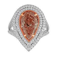 4 14 Carat Gia Certified Fancy Orange Pink Pear Shaped Diamond Ring Pear Shaped Diamond Ring Pink Diamond Pear Shaped Diamond