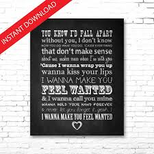 I Don T Wanna Be Your Friend I Wanna Kiss Your Lips Lyrics Hunter Hayes Wanted Printable Lyrics Artwork Etsy Chalkboard Style Lyrics Cant Help Falling In Love