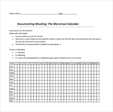 Menstrual Calendar 11 Free Samples Examples Format