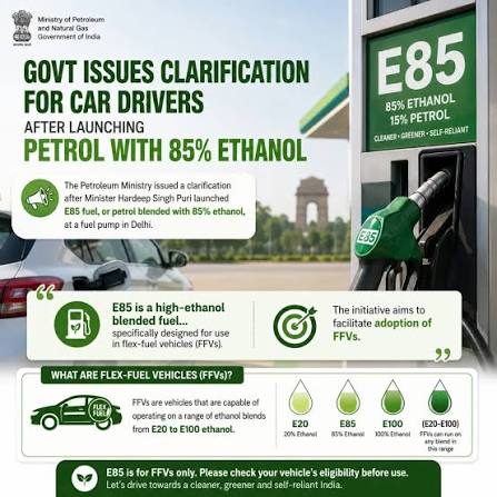 The Government of India has exempted petrol blended with 22% to 30% ethanol  from excise duty, signalling a clear intent to push biofuel adoption beyond  E20 and further reduce dependence on imported