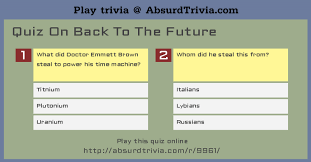 In the back to the future trilogy, the present date* is october 26, 1985 (2015 is the future, 1885 and 1955 are the past). Trivia Quiz Quiz On Back To The Future
