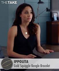 Rachel Zane S Gold Ippolita Gold Squiggle Bangle Bracelet From Suits Season 5 Episode 9 Thetake Meghan Markle Outfits Celebrity Style Meghan Markle Suits