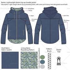 Download Denim Zip Up Hoodie Jacket Fashion Flat Template Hoodie Fashion Fashion Design Jobs Fashion