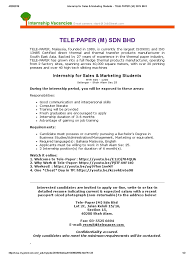 291 fresh graduate jobs and careers on jobsora.com. Internship For Sales Marketing Students Tele Paper M Sdn Bhd Internship Job Hunting