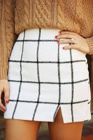 Black And White Checkered Skirt Outfit Summer White Grid Skirt Fashion Clothes Style