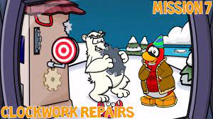 You will see a note on the puffle house, decode the message, i'm not going to tell you what the answer is because it changes every time you do this. Club Penguin Epf Training Psa Mission 7 Clockwork Repairs Youtube