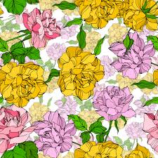 When you crochet this flower it will have a hole in the center of it. Vector Rose Floral Botanical Flowers Wild Spring Leaf Wildflower Isolated Engraved Ink Art Seamless Background Pattern Fabric Wallpaper Print Texture Free Stock Vector Graphic Image