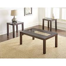 With their sleek, interlocking design and soft curves, these streamlined tables are modern and unforgettable. Amazon Com Steve Silver Normandy 3 Piece Glass Top Coffee Table Set In Distressed Oak Home Kitchen