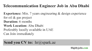 Telecommunication Engineer Job In Abu Dhabi Engineering Engineering Design Job