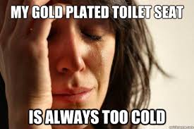 My gold plated toilet seat is always too cold - First World Problems -  quickmeme