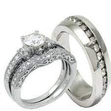 His Hers 3 Pieces 925 Sterling Silver Stainless Steel Engagement Wedding Jewelry Rings Engagement Antique Style Engagement Rings Antique Style Wedding Rings