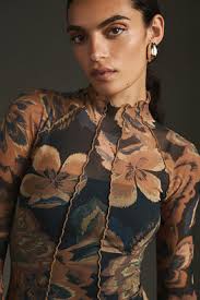 Significant Other Jean Mock-Neck Mesh Dress