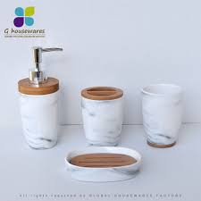 Great savings & free delivery / collection on many items. China Bamboo Ceramic Bath Set Of 4 Pcs Soap Dispenser Toothbrush Holder Tumbler Soap Dish Ceramic Bathroom Accessories Set Marble China Soap Dispenser And Lotion Dispenser Price
