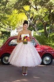 The 15 Prettiest Polka Dot Wedding Dresses For The Girly Bride Wedpics Blog Polka Dot Wedding Dress Wedding Dresses 50s Wedding Dress Magazine