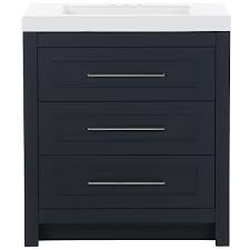 At the home depot, you can design a custom bathroom vanity with the size, style, color and options you want. Moen Genta 30 5 Inch W X 18 87 Inch D Vanity In Deep Blue With Cultured Marble Vanity Top The Home Depot Canada
