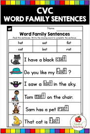 Cvc Word Family Sentences Activity Cvc Words Word Family Sentences Word Families