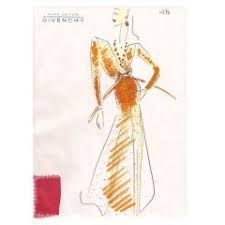 Givenchy Croquis Of A Schocking Pink Cocktail Dress With Attached Fabric Sample In 2020 Pink Cocktail Dress Fabric Samples Givenchy