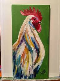 Pin By Meredith Voorhees On Art In 2020 Acrylic Painting Canvas Animal Paintings Rooster Painting