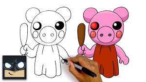 How To Draw Roblox Piggy Step By Step Youtube Piggy Drawings Roblox