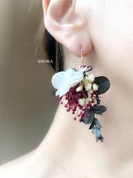 片耳 swag ルージュフラワードライフラワーピアス イヤリング 卒業式 卒園式 入学式 入園式 花 ピアス ウェディング イヤリング 花の イヤリング