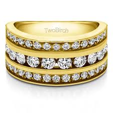 And find the perfect piece to flatter her skin tone with a variety of precious metals, whether warm rose gold and yellow gold or luminous platinum and white gold. Twobirch Wedding Ring 2 Carat Three Row Channel Set Anniversary Ring In Yellow Gold