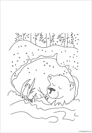 Bear returns to his cave coloring page. Coloring Pages Of Bears Hibernation Cartoon Brown Bear Hibernation Coloring Page Cartoon Bear Sleeping His Bed Home Cartoon Coloring Page Flat Animal 110217741