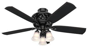 Hunter fan company 59243 hunter dempsey indoor low profile ceiling fan with led light and remote control, 44, brushed nickel. Hunter Fan Company 54 Promenade Ceiling Fan With Led Light Remote Gloss Black Traditional Ceiling Fans By Hunter Fan Company Houzz