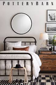 Slim headboard and bed frame to increase small bedroom space. Contrast Your All White Bed With Sleek Black Accents From A Metal Bed Frame To Mirrors To Bedroom Fur Black Bed Frame Bedroom Interior Metal Bed Frame Bedroom