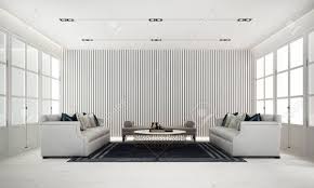 Browse through the largest collection of home design ideas for every room in your home. 3d Rendering Interior Design Of Minimal Living Room And White Stripe Texture Wall Background Stock Photo Picture And Royalty Free Image Image 122258411