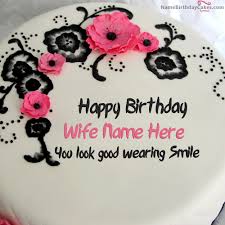 Birthday Cake For Wife Write Name On Best Flowers Birthday Cake For Wife Happy Birthday Wishes Happy Birthday Cake Images Birthday Cake For Wife Cake Name