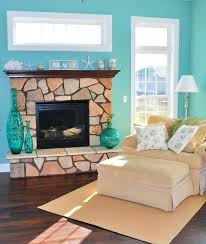 Get inspired by cool ideas below! Bright Aqua Painted Living Room Beach Interior Color Scheme Idea Living Room Paint Beach Theme Living Room Coastal Decorating Living Room