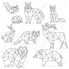 Low Poly Line Animals Set Origami Poligonal Line Animals Wolf Bear Deer Wild Boar Fox Raccoon Rabbit Hedgehog Aff Geometric Animals Bird Drawings Low Poly