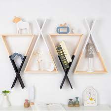 Nordic Style Baby Wooden Wall Mounted Triangle Floating Shelves Lovely Wall Shelves Hanging Trigon Storage Book Shelf For Home Kids Baby Room Diy Decor Gift Walmart Com Walmart Com