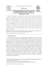 Pdf Optimization Based Shunt Apf Controller To Mitigate