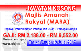 Berikut iklan jawatan kosong mara 2018 yang paling terkini. Jawatan Kosong Majlis Amanah Rakyat Mara 19 Julai 2017 Jawatan Kosong Kerajaan Swasta Terkini Malaysia 2021 2022